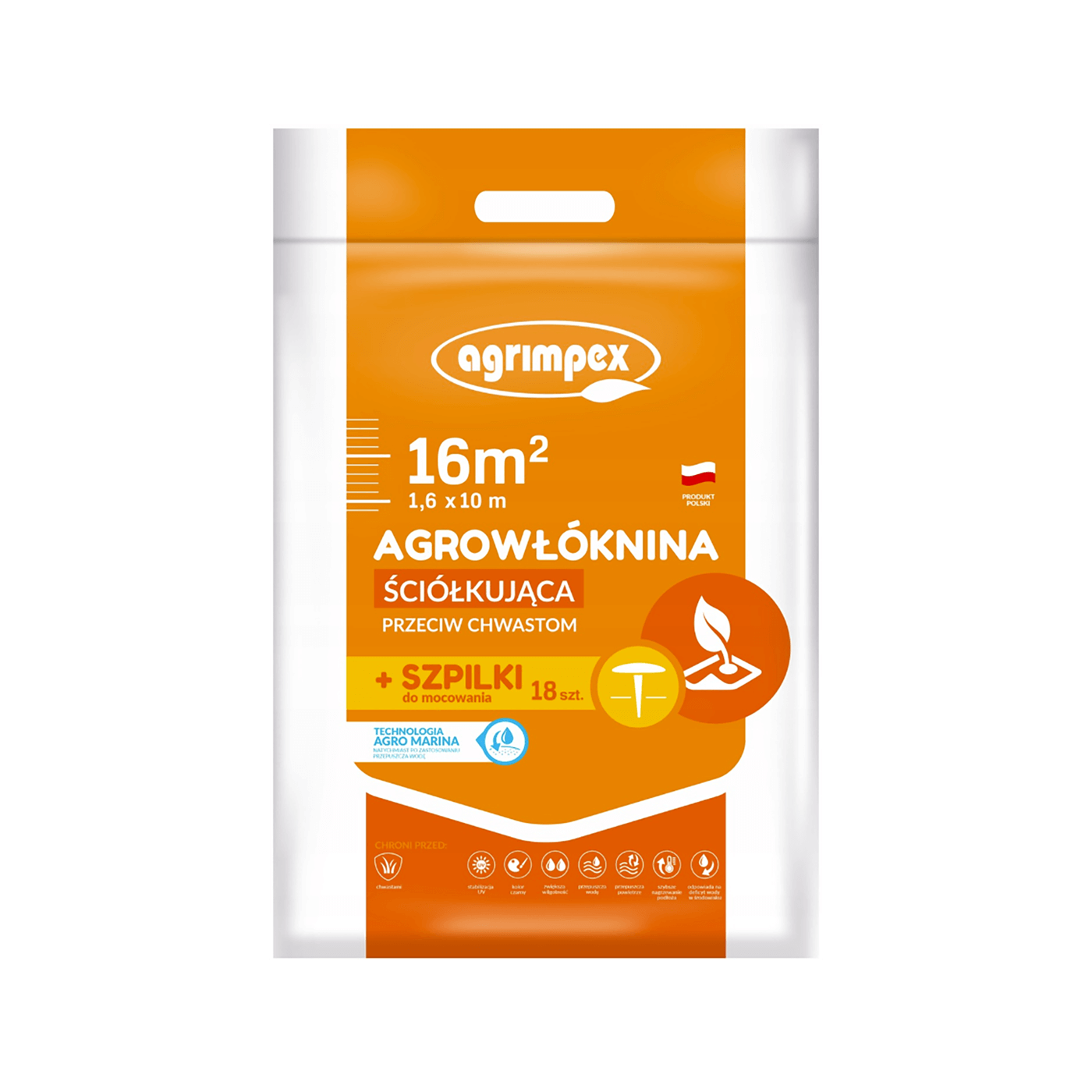 Agrotkanina ściółkująca antychwastowa 1,6x10 + 18 szpilek 50g - Agrimpex