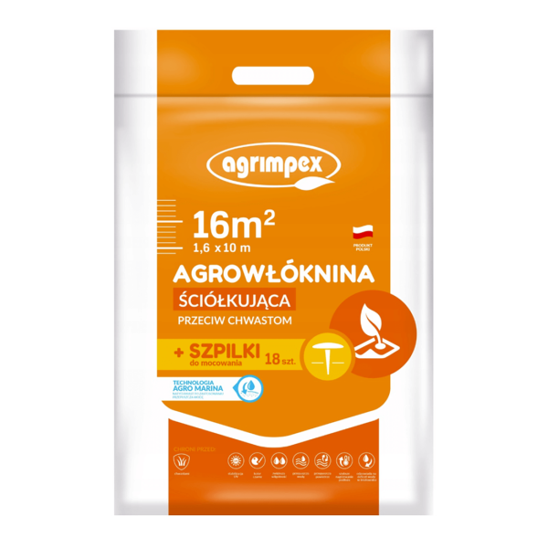 Agrotkanina ściółkująca antychwastowa 1,6x10 + 18 szpilek 50g - Agrimpex
