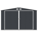 Widok na przód i podwójne drzwi metalowego garażu Kingston 380x480 Cold Grey