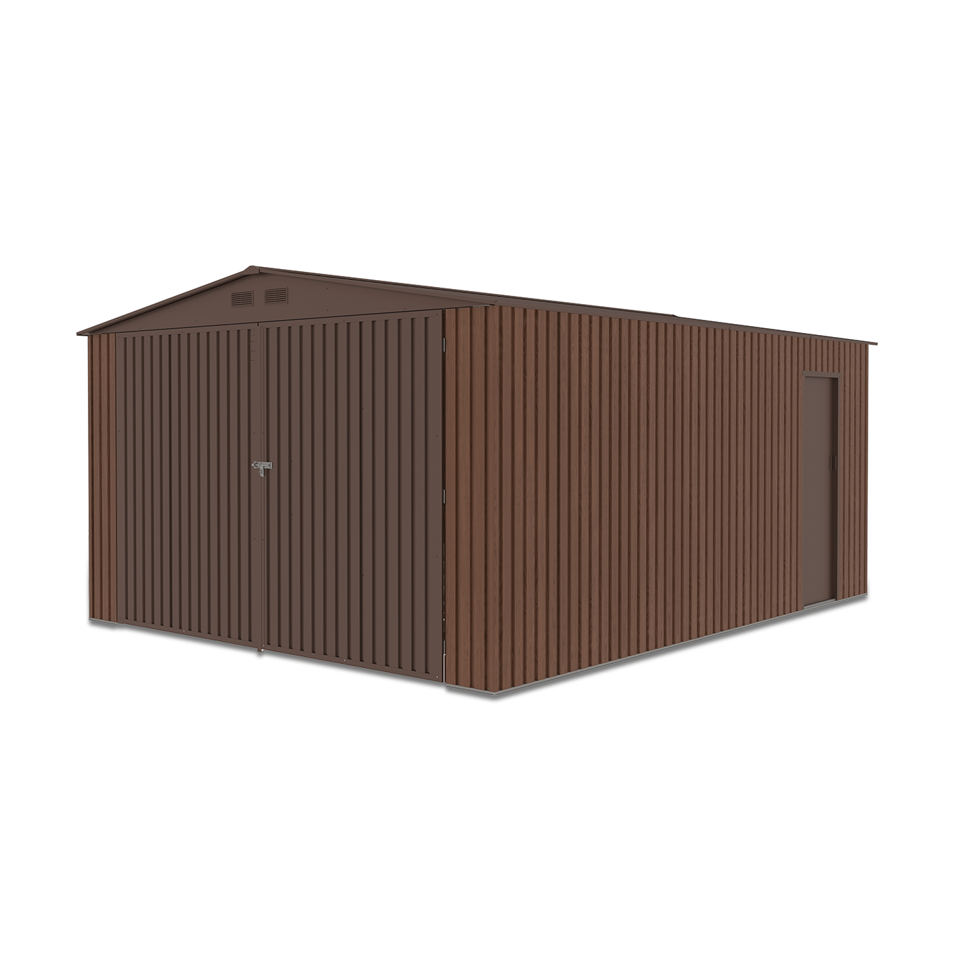 Zdjęcie prawej strony garażu Kingston 380x480cm Walnut ukazujące drugie drzwi