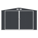 Widok na przód i podwójne drzwi metalowego garażu Kingston 380x540 Cold Grey