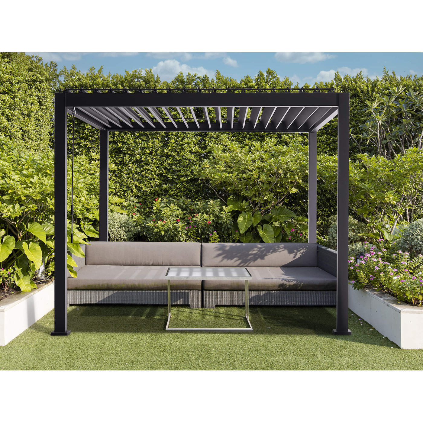 Pergola tarasowana w ogrodzie Classic 3x3 Antracytowa Gutroof