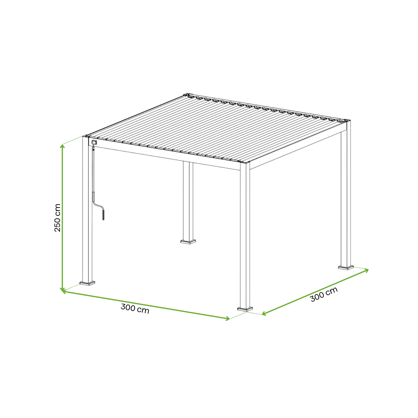 Wymiary pergoli tarasowej Premium 3x3 Anthracite Gutroof