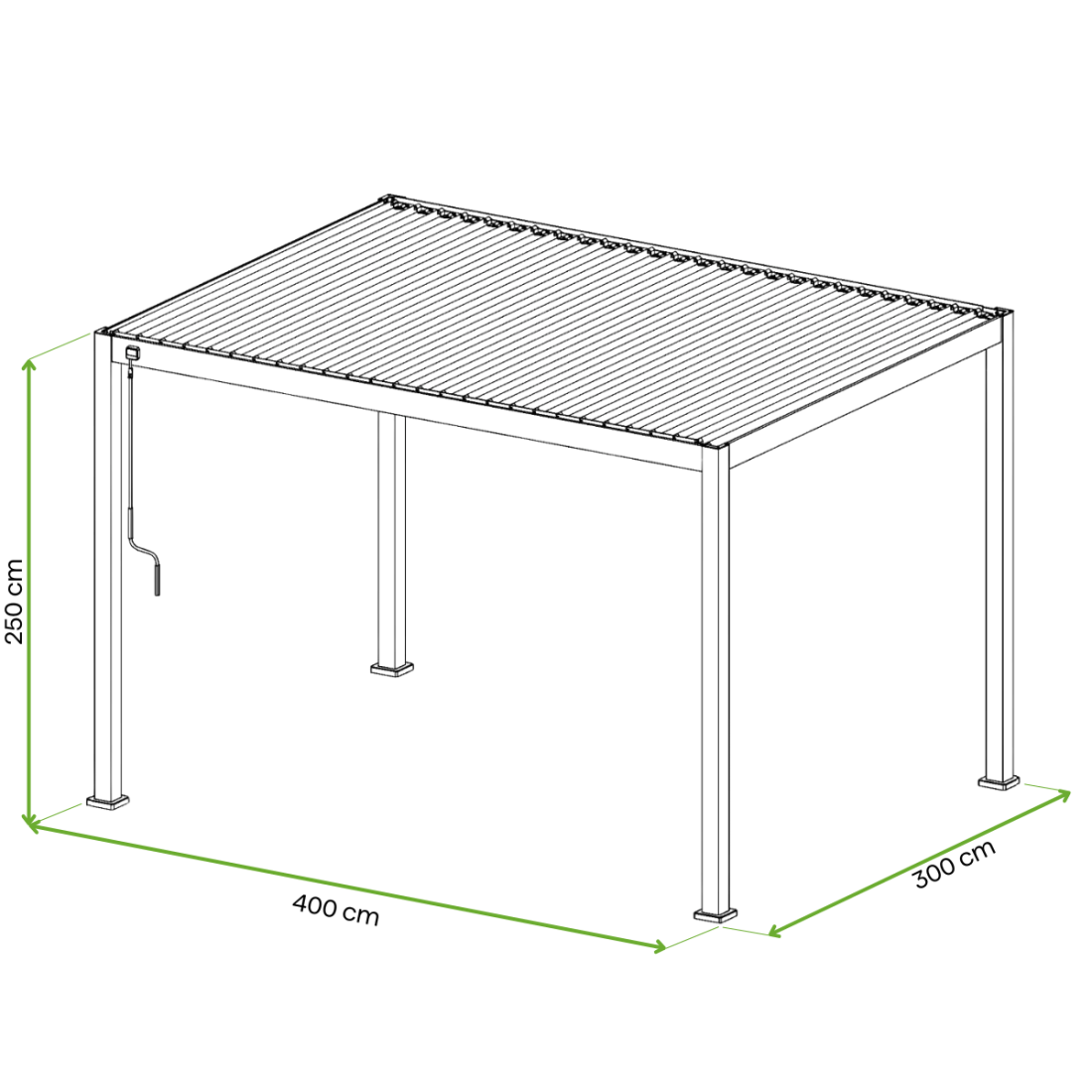 Wymiary pergoli ogrodowej Premium 3x4 od Gutroof
