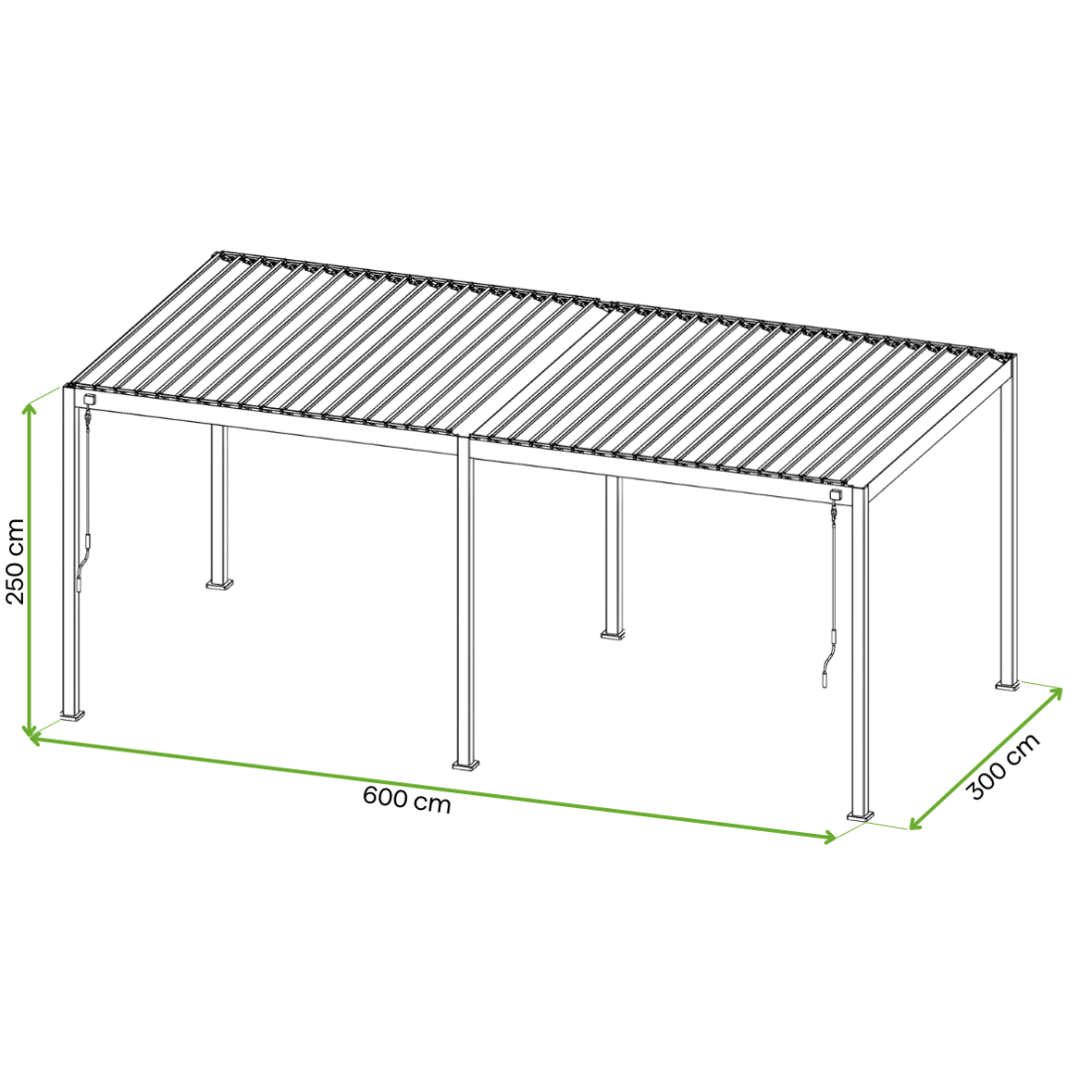 Wymiarowanie pergoli tarasowej Premium 3x6 White - Gutroof