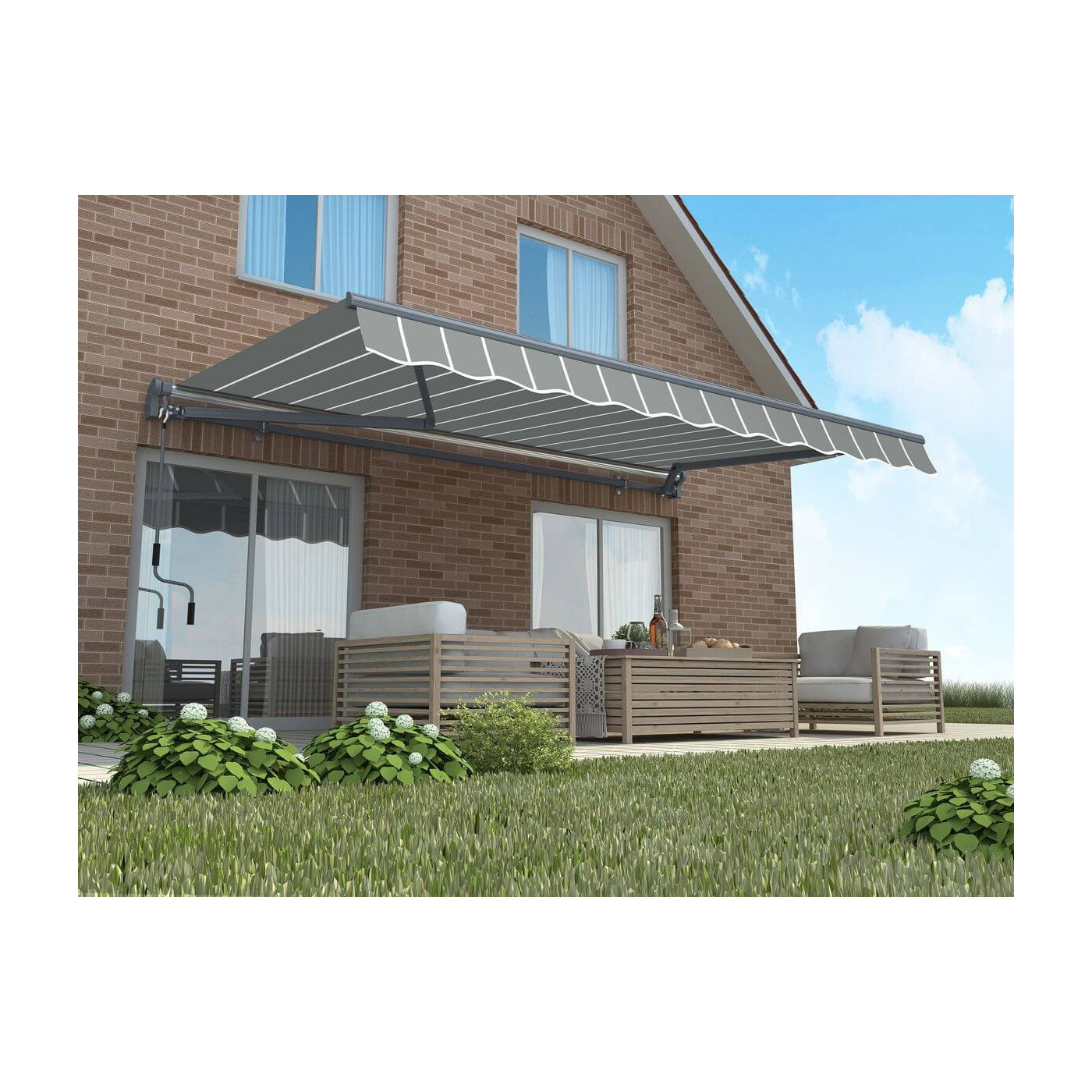 Markiza tarasowa 450x300 Gutroof CLASSIC, Grey/White