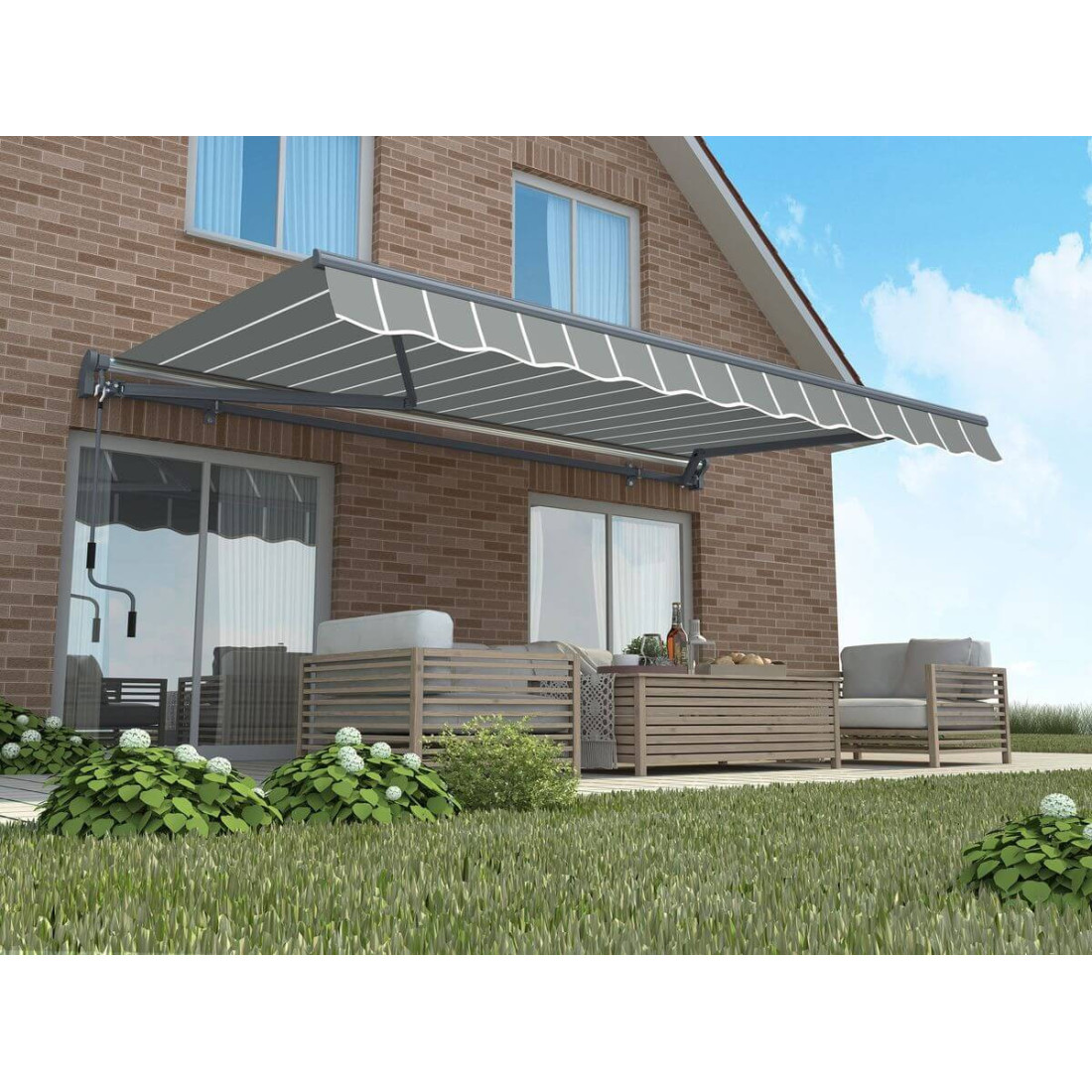 Markiza tarasowa 450x300 Gutroof CLASSIC, Grey/White