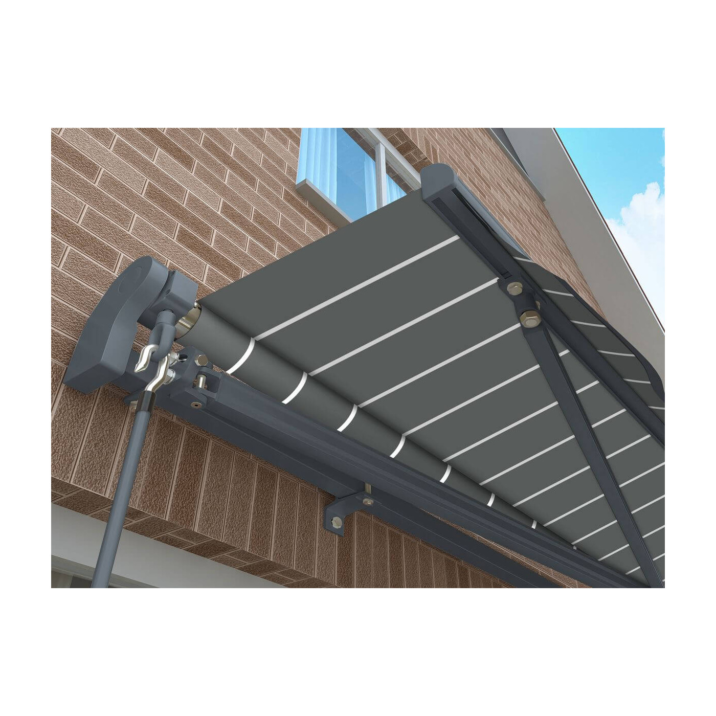 Markiza tarasowa 450x300 Gutroof CLASSIC, Grey/White