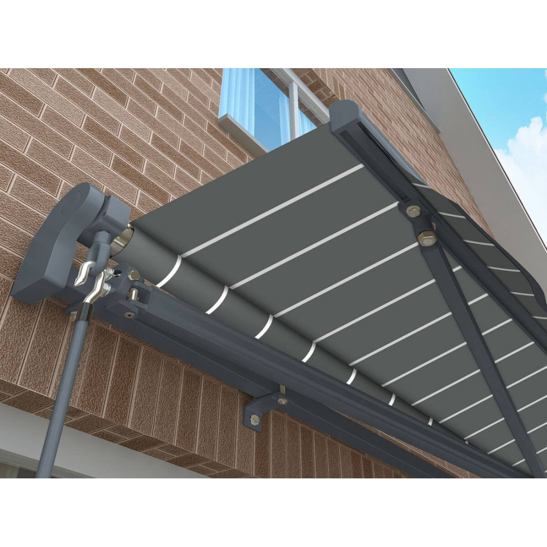 Markiza tarasowa 450x300 Gutroof CLASSIC, Grey/White