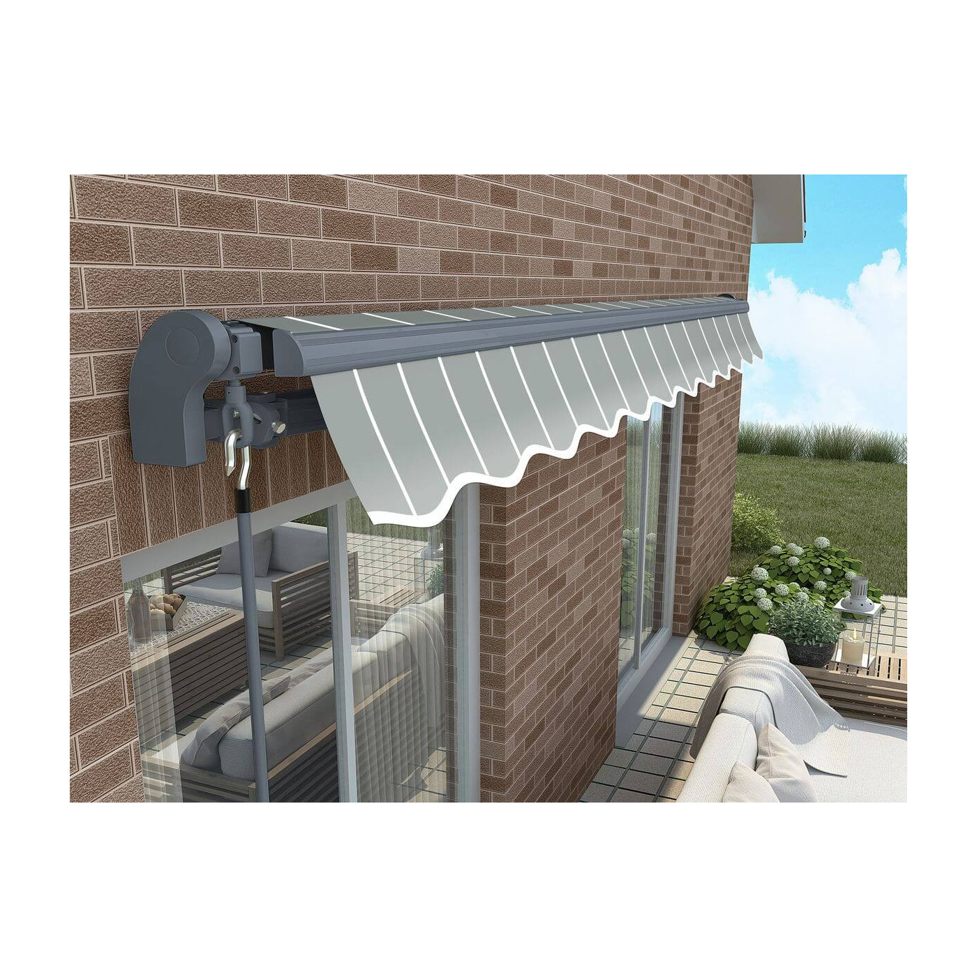 Markiza tarasowa 450x300 Gutroof CLASSIC, Grey/White