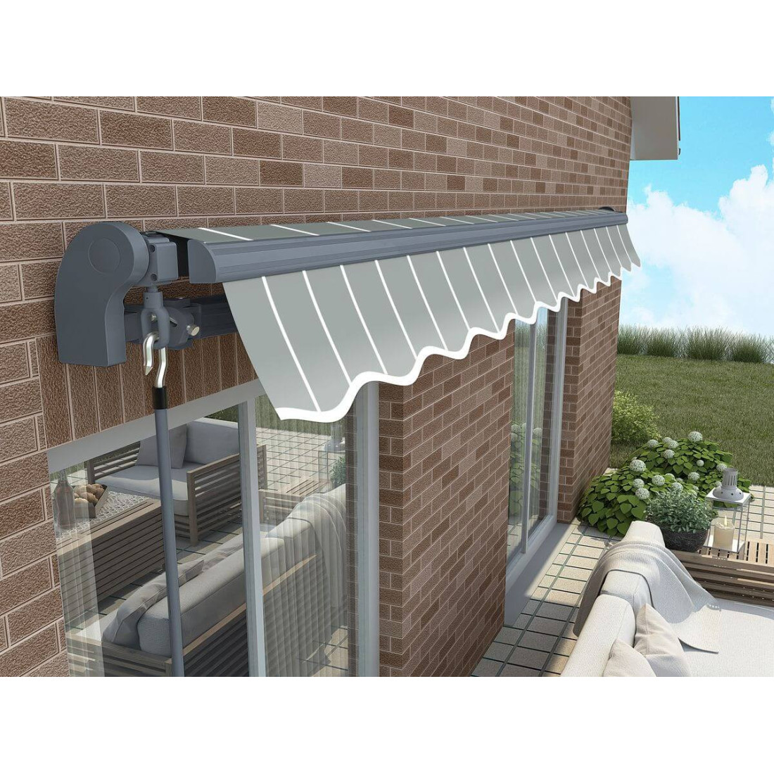 Markiza tarasowa 450x300 Gutroof CLASSIC, Grey/White