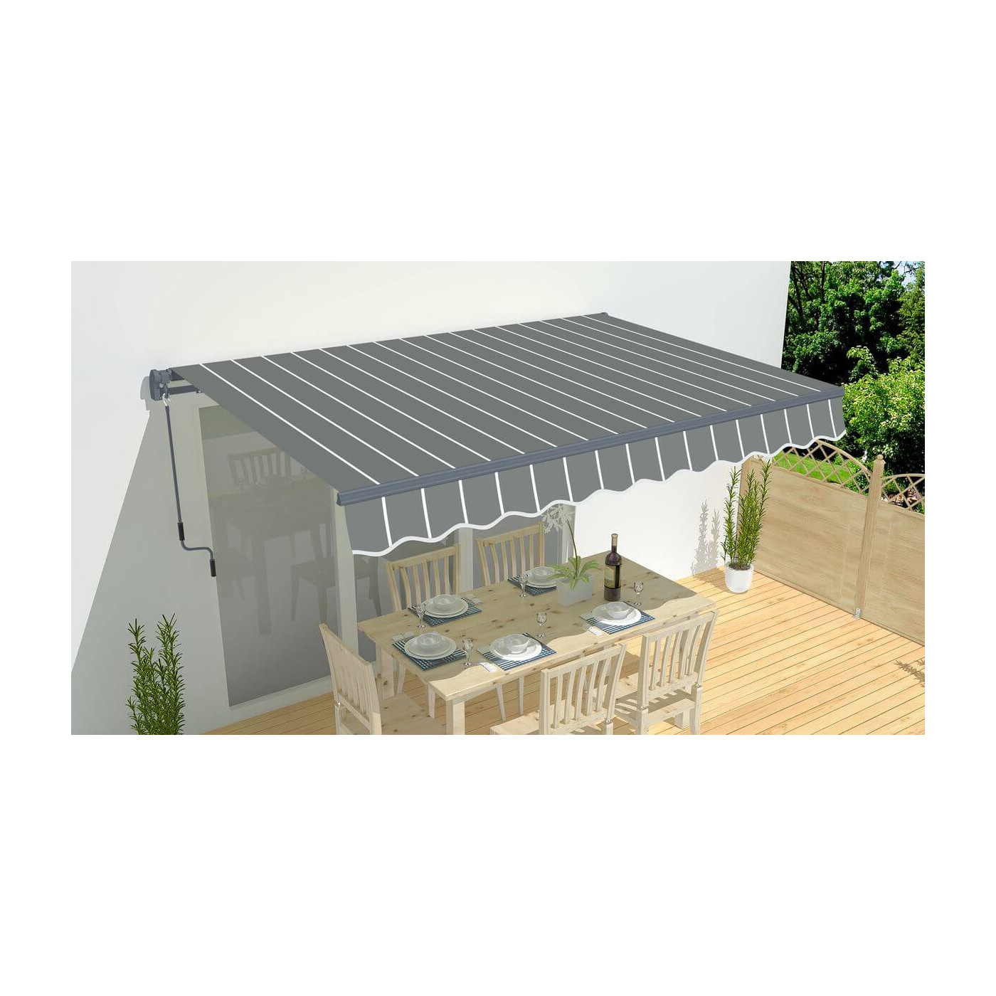 Markiza przecideszczowa na taras Gutroof CLASSIC 500x300, Grey/White