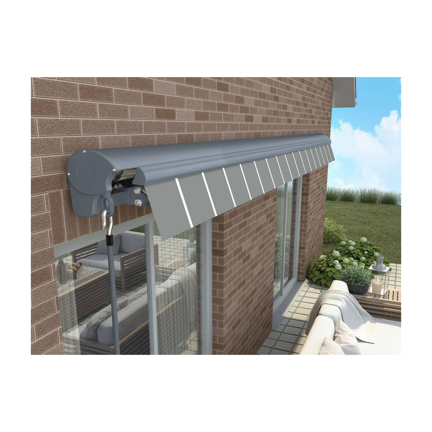 Markiza ręczna Gutroof PREMIUM 400x300, Grey/White