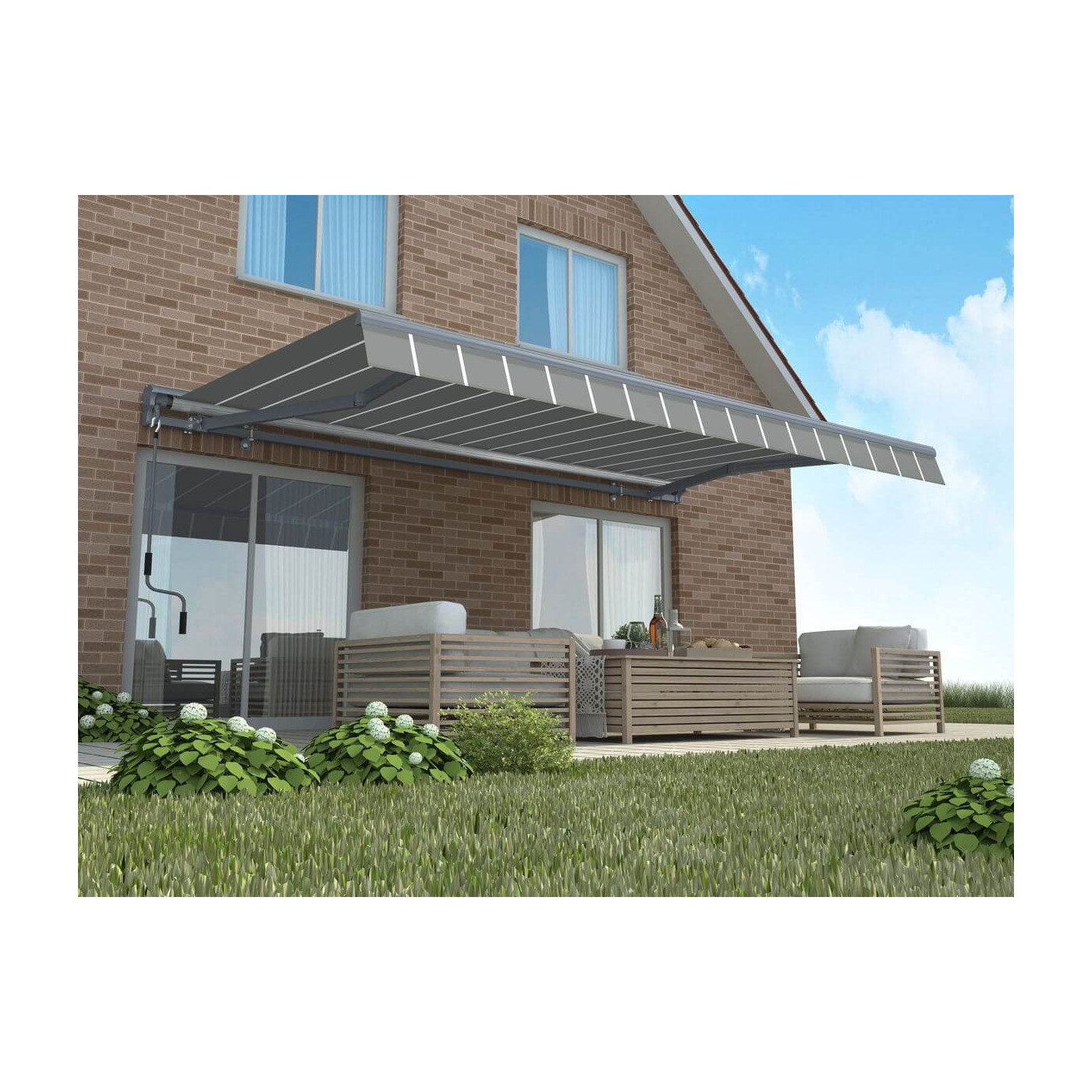 Markiza na taras Gutroof PREMIUM 450x300 Grey/White