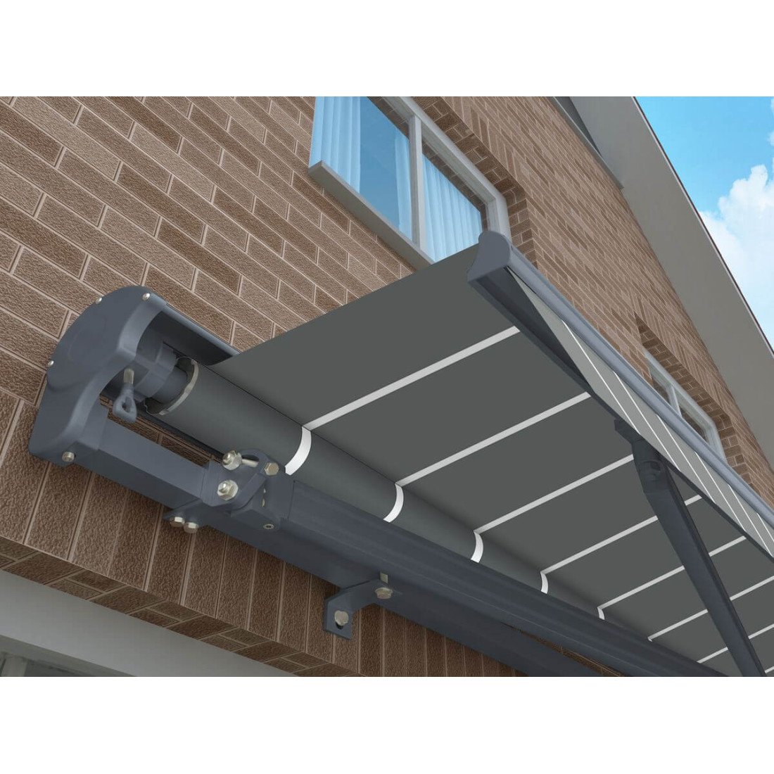 Markiza tarasowa Gutroof PREMIUM AUTOMATIC 400x300, Grey/White