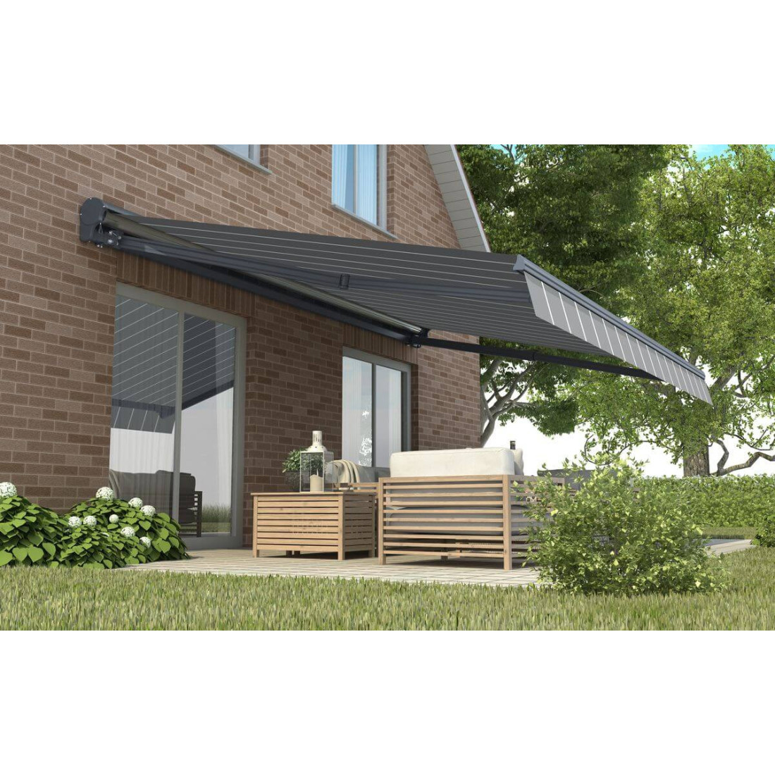 Markiza automatyczna 5m Gutroof PREMIUM, Grey/White