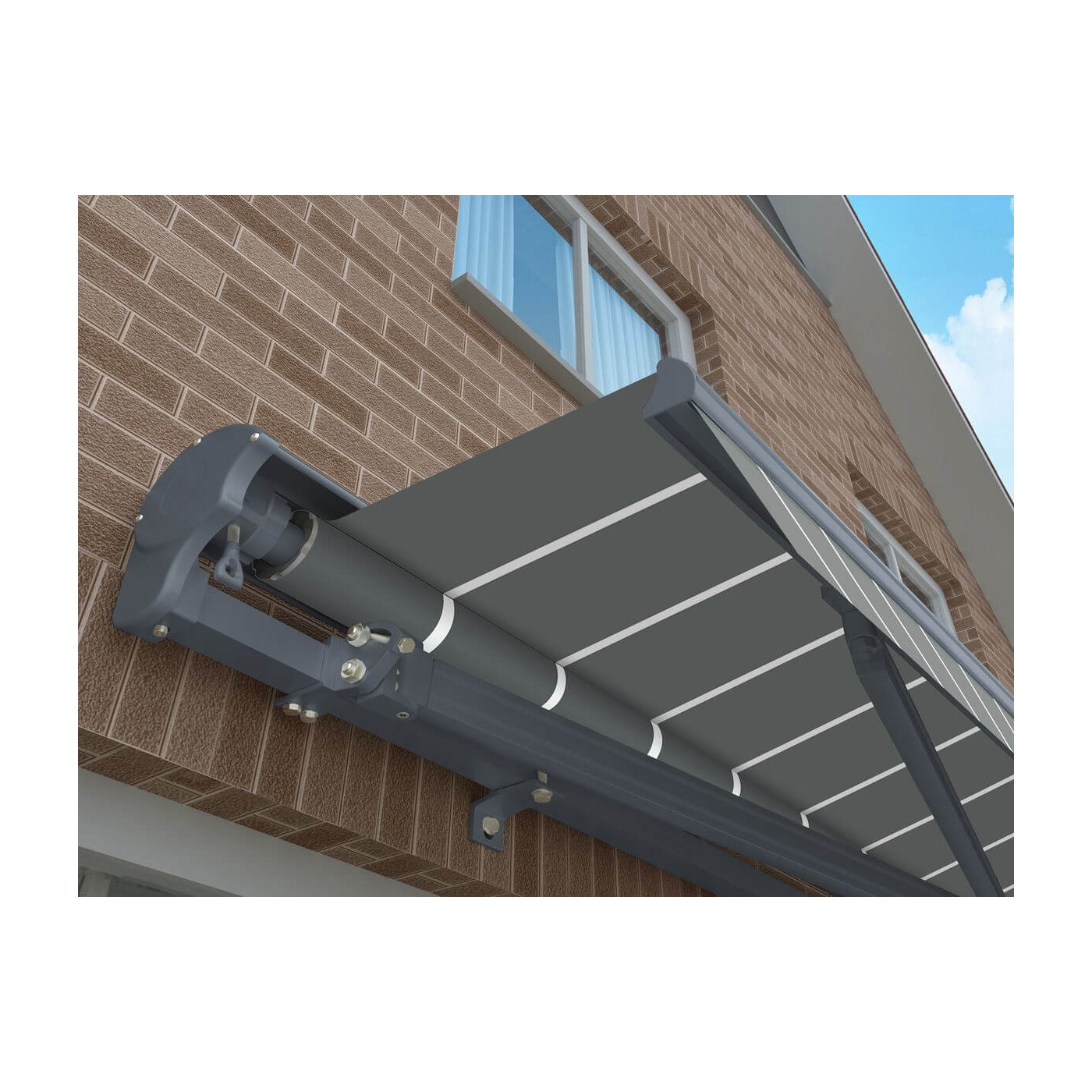 Markiza automatyczna 5m Gutroof PREMIUM, Grey/White