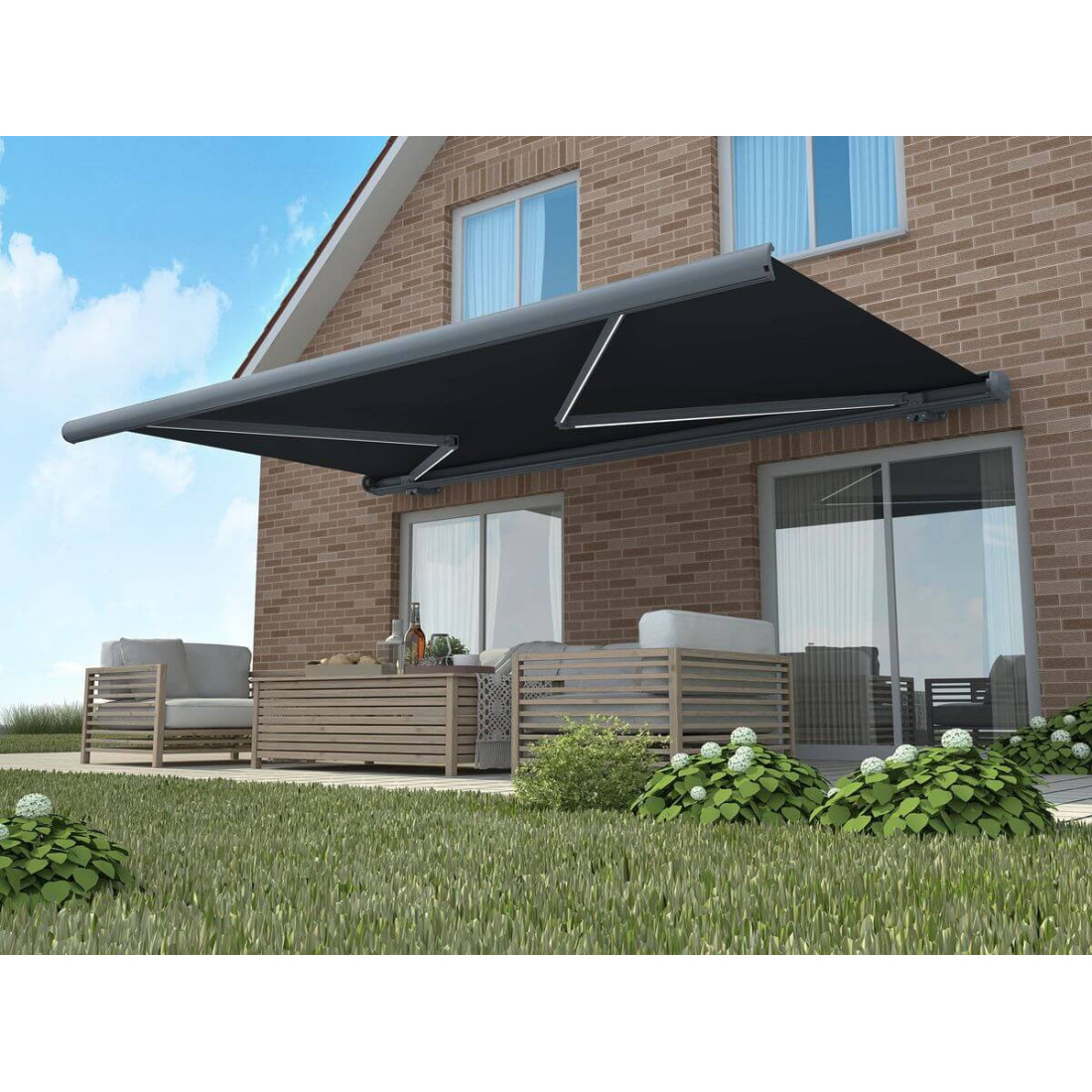 Automatyczna markiza na taras Gutroof DELUXE + LED 450x300, Grey