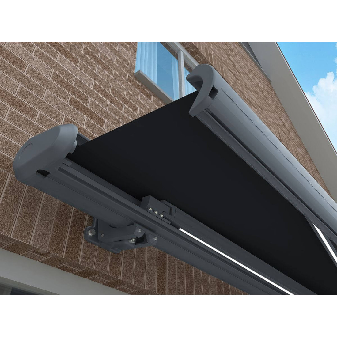 Automatyczna markiza na taras Gutroof DELUXE + LED 450x300, Grey