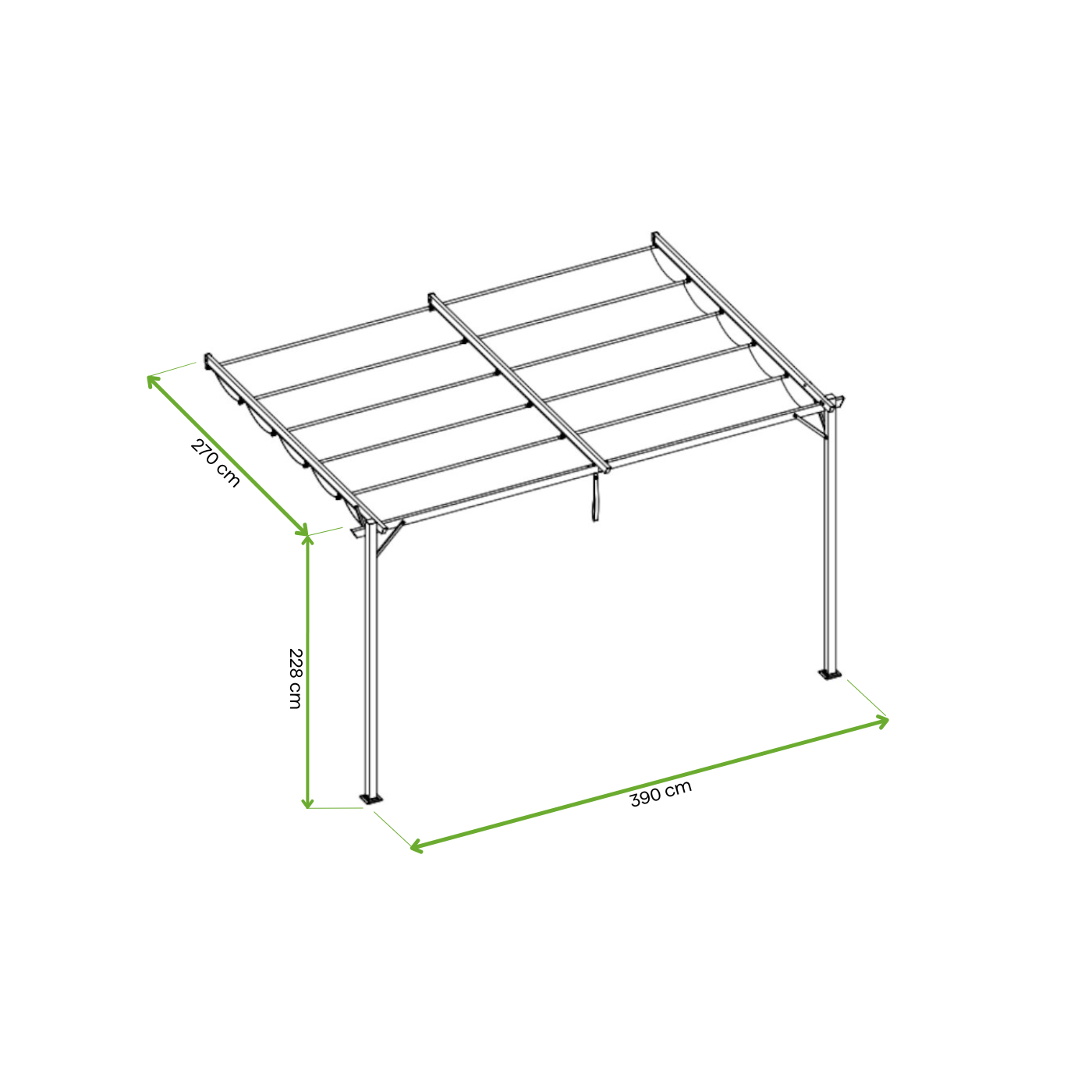 Wymiary pergoli Sprint Wall 4x2,7m Hardmaister