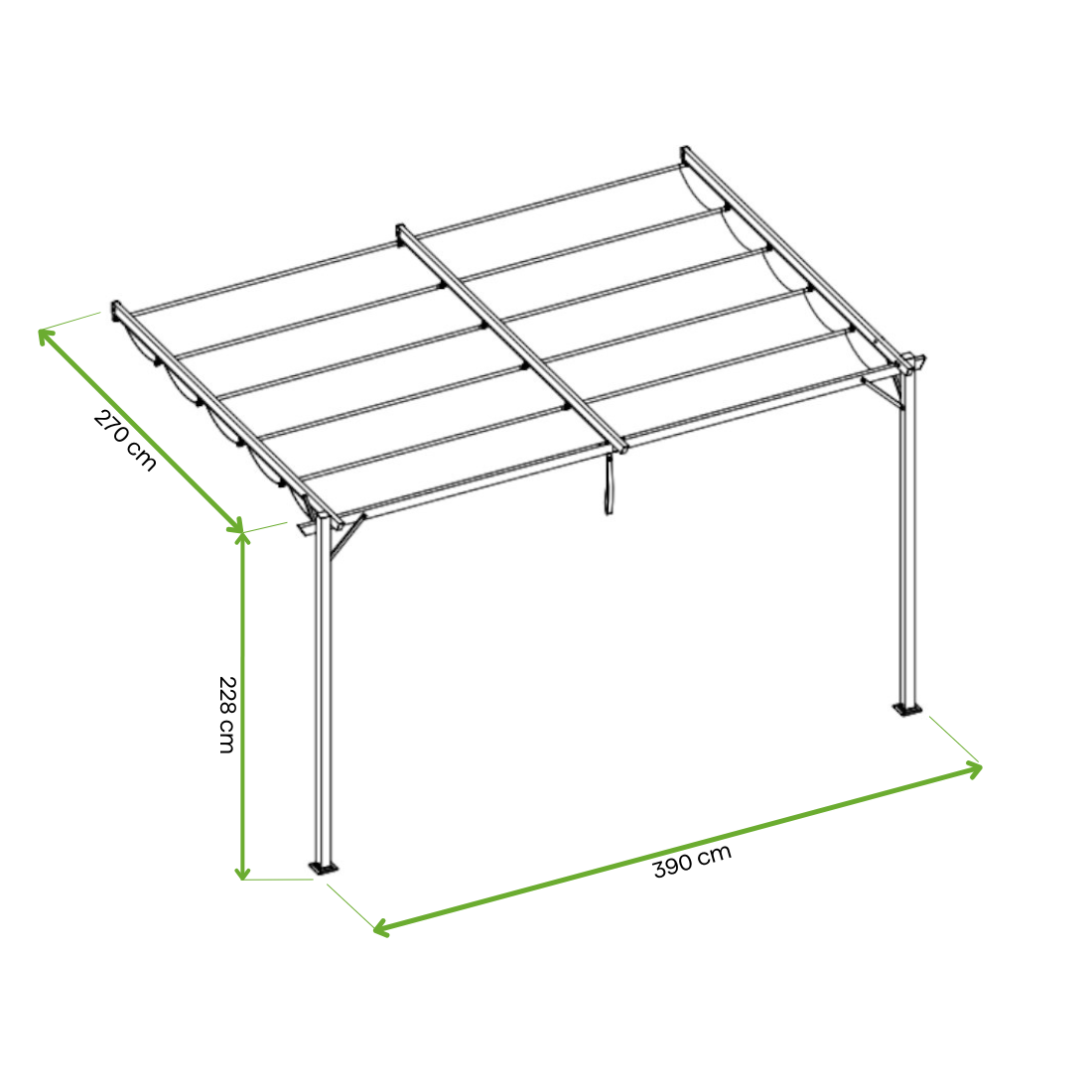 Wymiary pergoli SPRINT WALL PLUS 4x2,7m Hardmaister