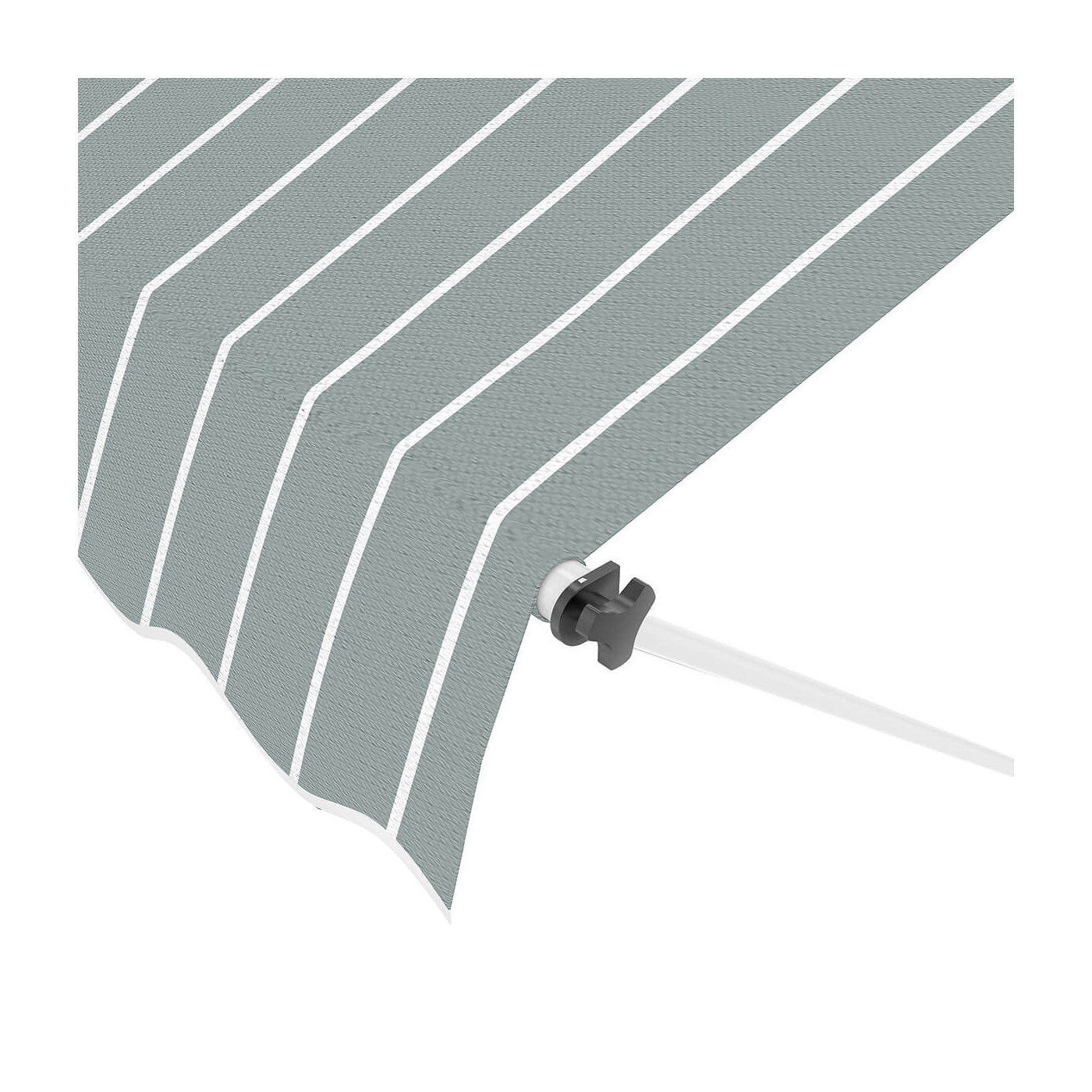 Przód markizy balkonowej easy grey/white w rozmiarze 250x130cm