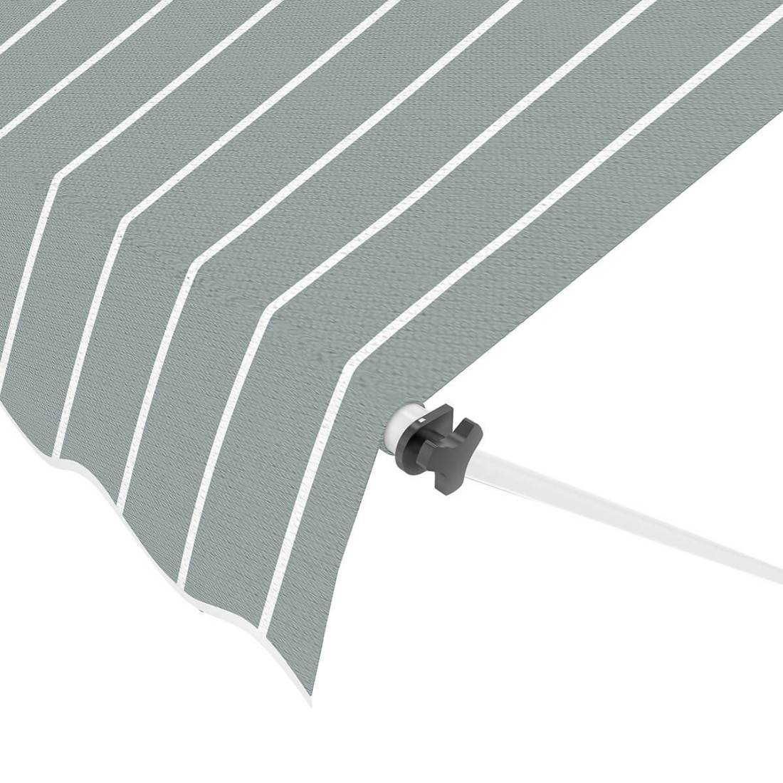Przód markizy balkonowej easy grey/white w rozmiarze 250x130cm