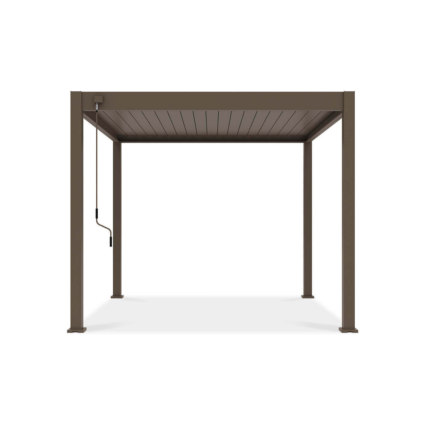 Widok frontalny- pergola tarasowa ELEGANCE 3x3 Taupe - Gutroof