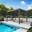 Aranżacja przy basenie pergoli ogrodowej ELEGANCE 3x4 Anthracite - gutroof