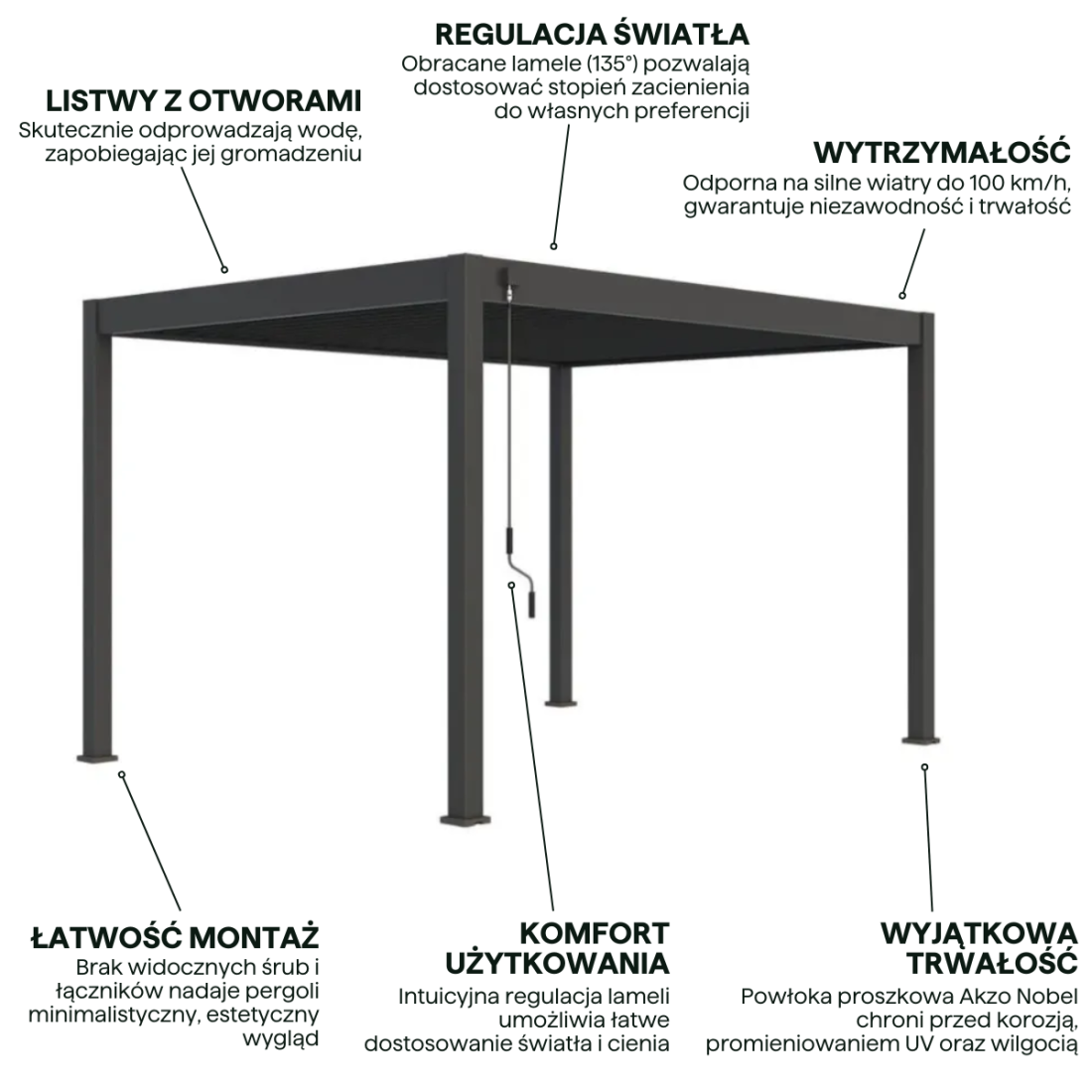 Cechy pergoli tarasowej ELEGANCE 3x4  