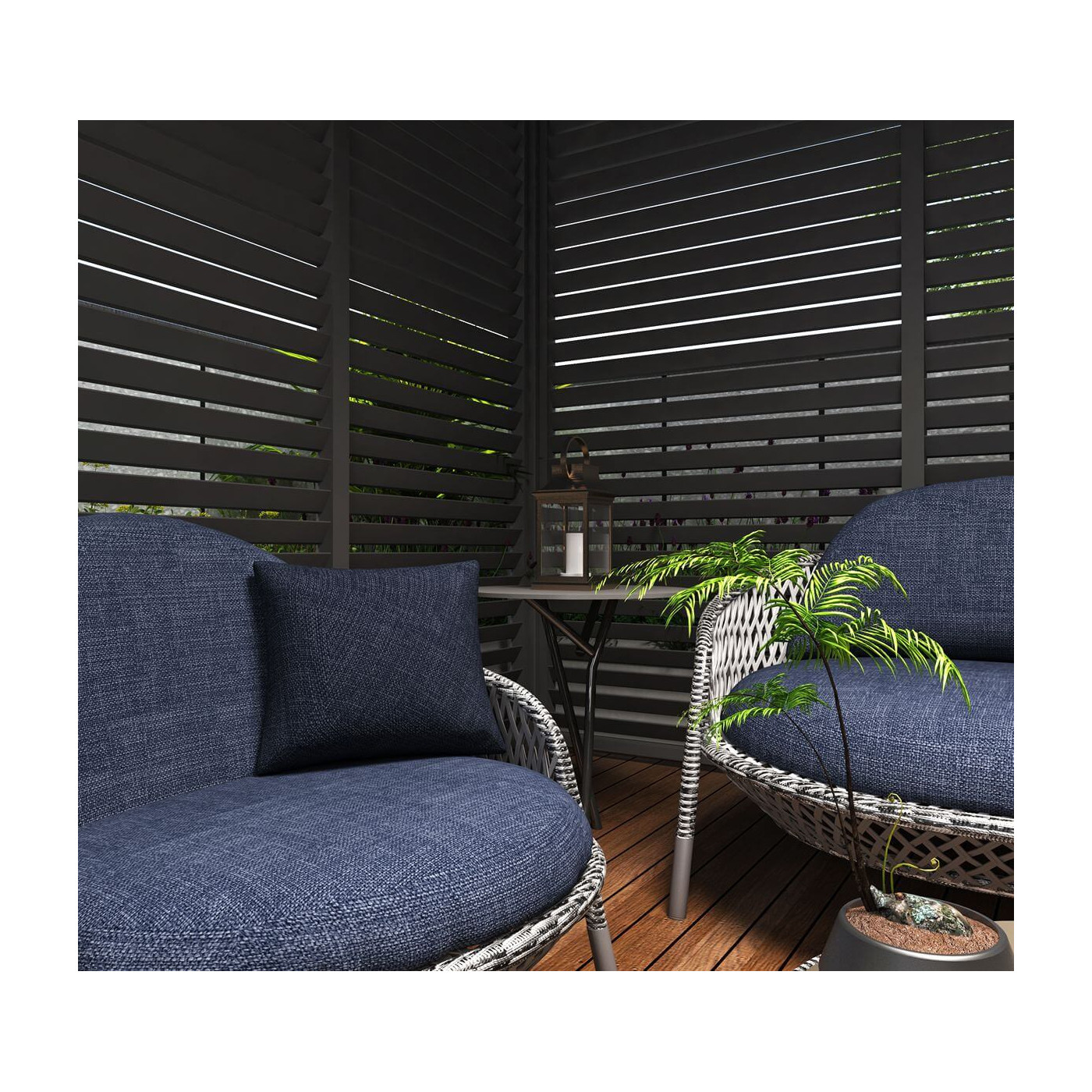 Aranżacja na tarasie perogli ELEGANCE 3x4 Anthracite - gutroof