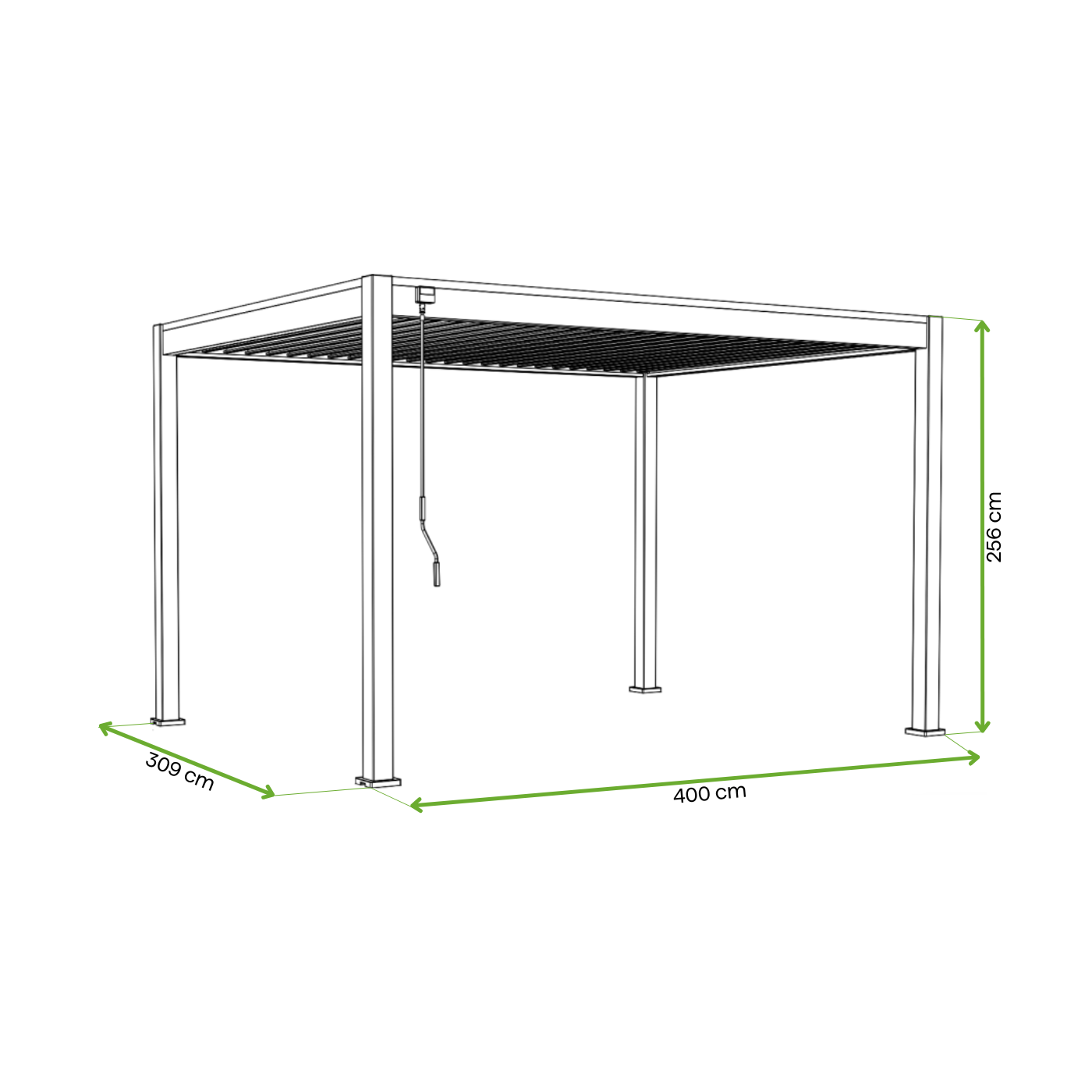 Wymiary pergoli tarasowej ELEGANCE 3x4 White - Gutroof