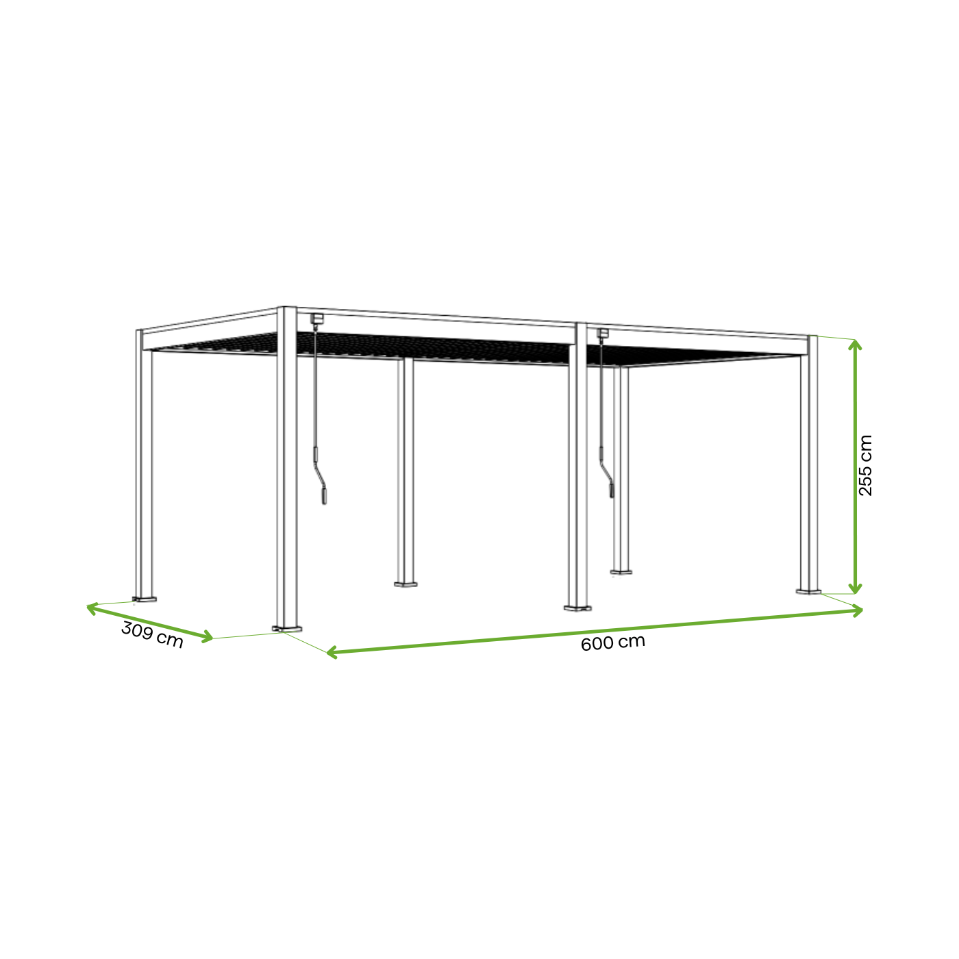 Wymiary pergola ogrodowa Elegance 3x6m