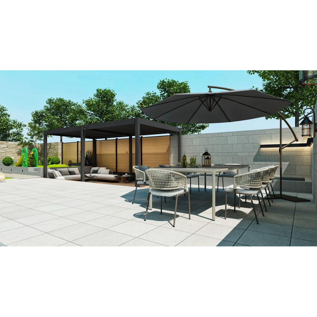 Pergola ogrodowa ELEGANCE 3x6 Anthracite - Gutroof - w aranżacji