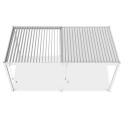 Widok z góry na otwarte i zamknięte lamele pergoli ELEGANCE 3x6 White