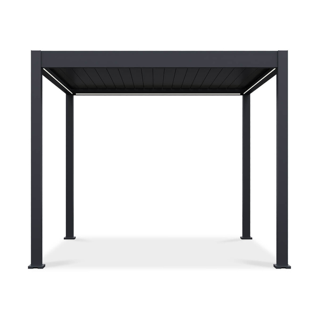 Widok frontalny pergoli tarasowej automatycznej ELEGANCE AUTOMATIC 3x3 Anthracite - Gutroof