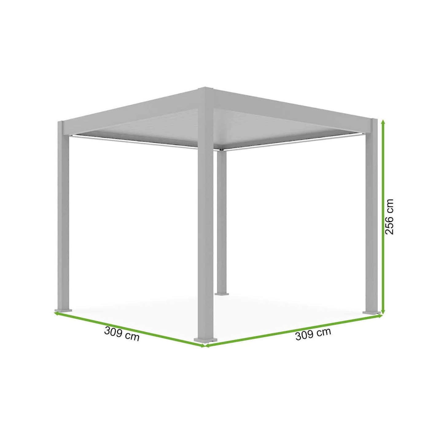 Wymiary bioklimatycznej pergoli ELEGANCE AUTOMATIC 3x3 od Gutroof