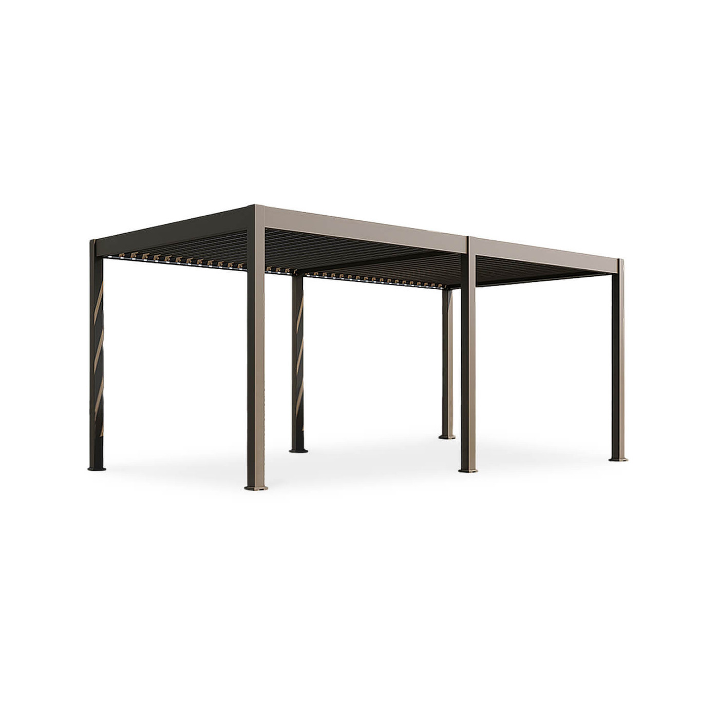 Pergola z oświetleniem LED ELEGANCE AUTOMATIC 3x6 w kolorze taupe