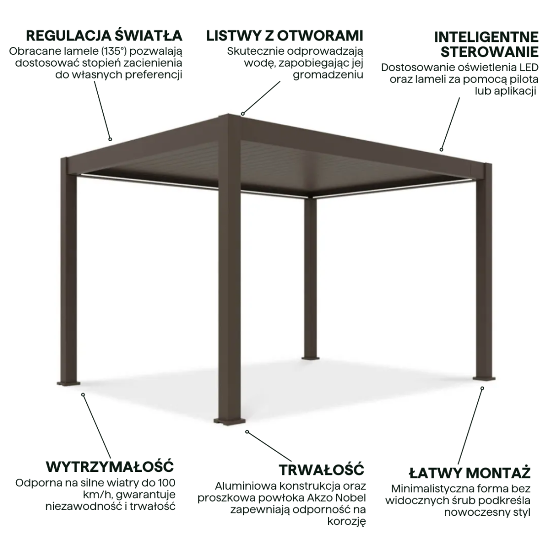 Cechy - aranżacja pergoli deluxe pro automatic 3x4m