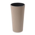 Okrągła donica LILIA ECO coffee 30cm jumper latte - LAMELA