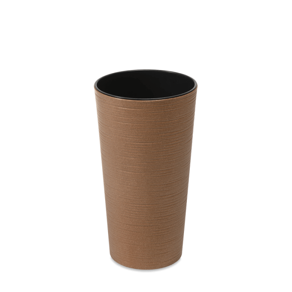 Okrągła donica LILIA ECO wood 19cm dłuto natural - LAMELA