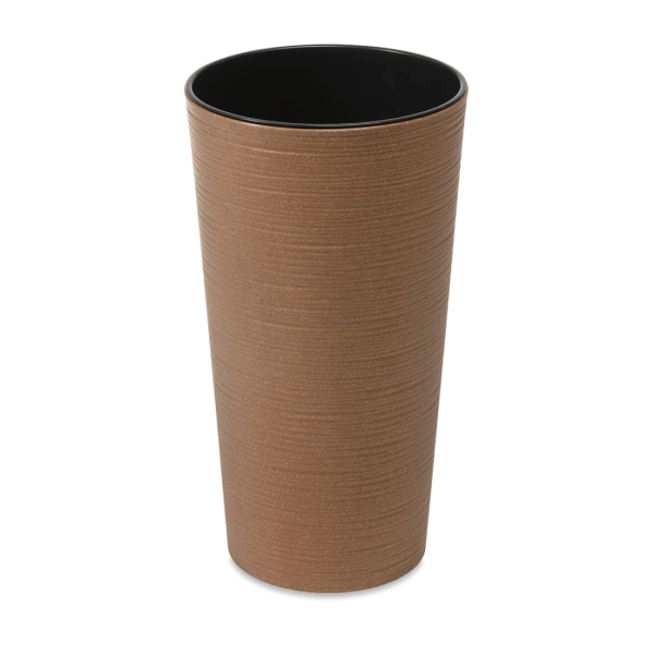 Okrągła donica LILIA ECO wood 30cm dłuto natural - LAMELA