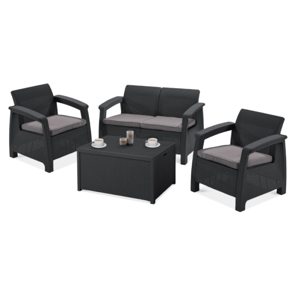 Mebe ogrodowe - Zestaw ogrodowy Corfu Box Graphite Focusgarden.pl