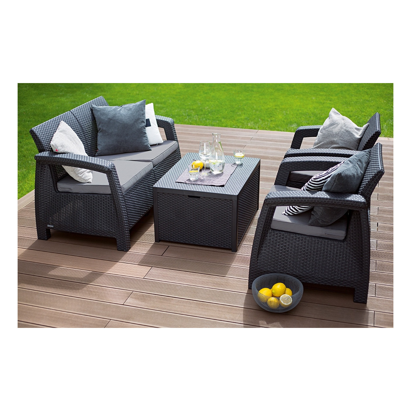 Mebe ogrodowe - Zestaw ogrodowy Corfu Box Graphite Focusgarden.pl