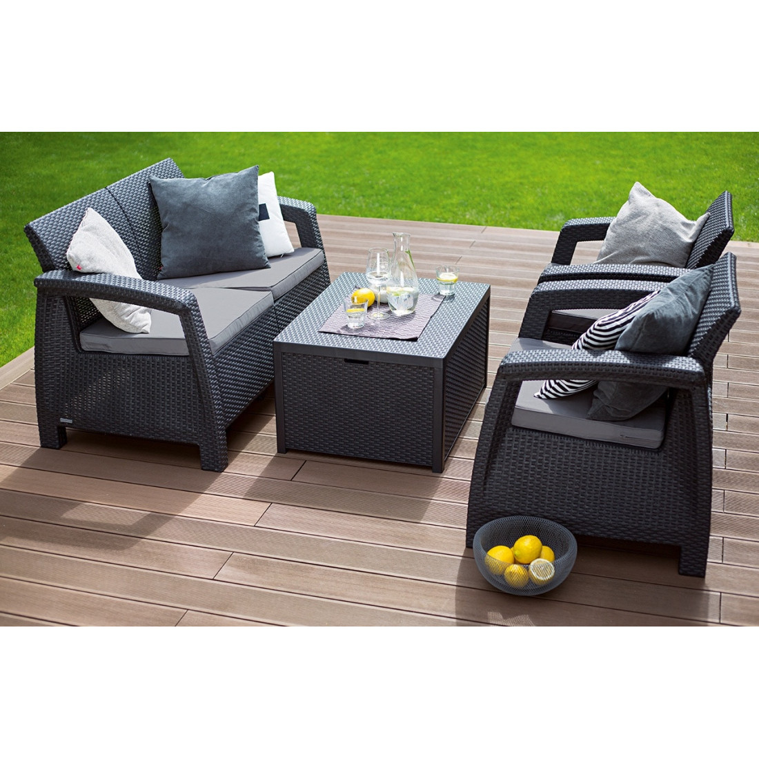Mebe ogrodowe - Zestaw ogrodowy Corfu Box Graphite Focusgarden.pl