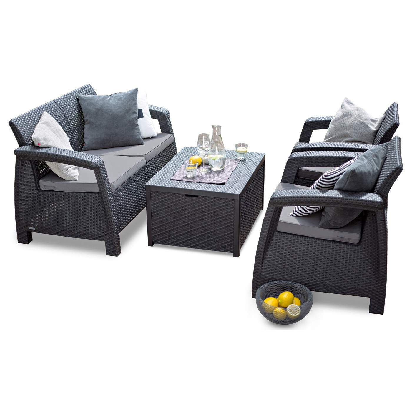 Mebe ogrodowe - Zestaw ogrodowy Corfu Box Graphite Focusgarden.pl