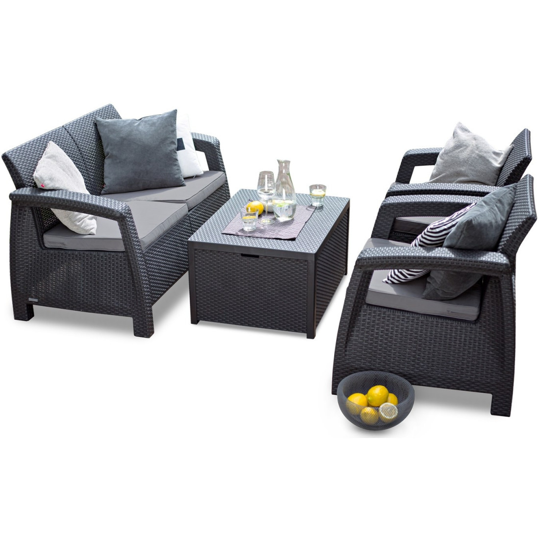 Mebe ogrodowe - Zestaw ogrodowy Corfu Box Graphite Focusgarden.pl
