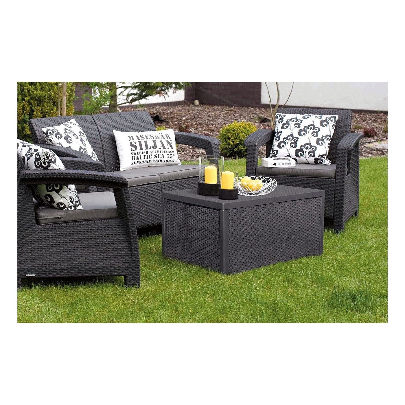 Mebe ogrodowe - Zestaw ogrodowy Corfu Box Graphite Focusgarden.pl