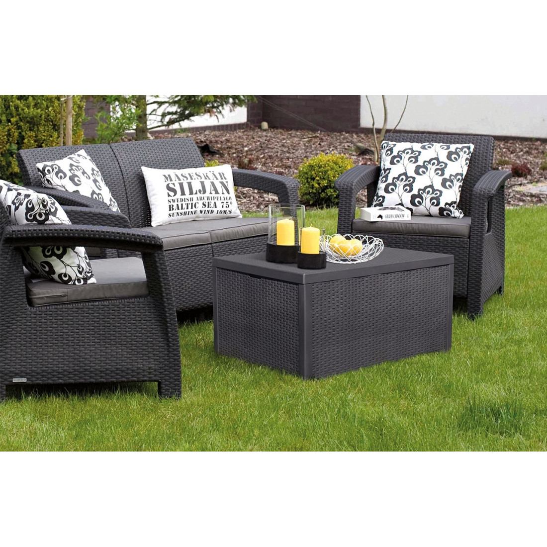 Mebe ogrodowe - Zestaw ogrodowy Corfu Box Graphite Focusgarden.pl