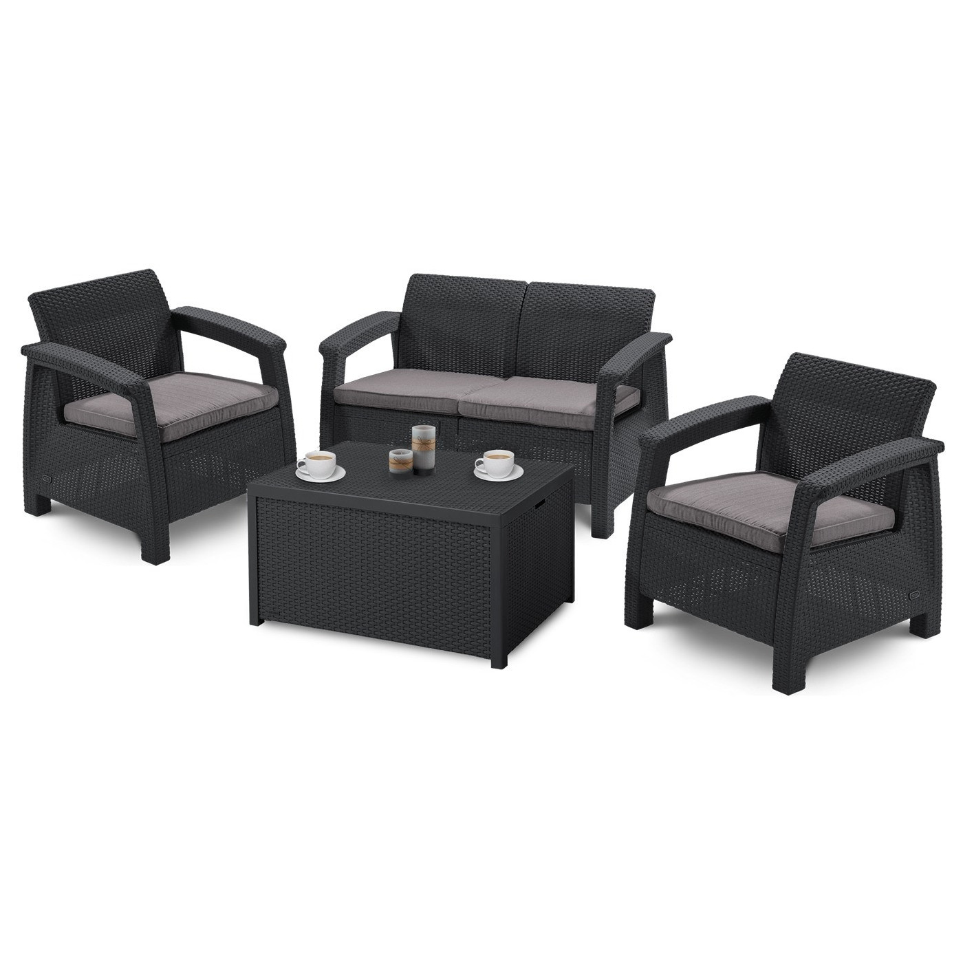 Mebe ogrodowe - Zestaw ogrodowy Corfu Box Graphite Focusgarden.pl